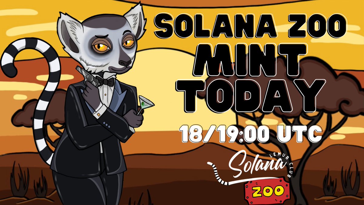 SolanaZoo_NFT's tweet photo. Today is @SolanaZoo_NFT MINT DAY!

VIP SALE - 18:00 UTC
PUBLIC SALE - 19:00 UTC

Mint is not the end, just the beginnig
https://t.co/oCFh7oxZk9

#Solana #SolanaNFT #SolanaNFTs #NFT #NFTs #Minting #Mintoftheday #Blockchain #SOL #ETH #BTC #Bitcoin #Investment #Future https://t.co/R0ynTSGdDz