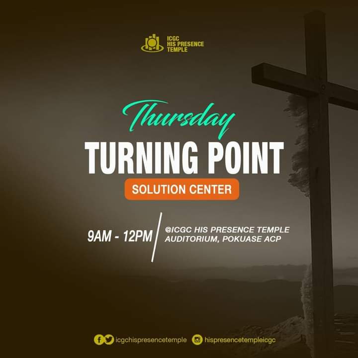 icgchispresence's tweet photo. Join us this morning at 9am for Turning Point Service with Rev. Peter Mensah Adjei.
Come with a heart full of faith to receive a word and a touch from God. Bring someone along.
#SolutionCenter #HisPresence #WeAreICGC https://t.co/4rERRSrNyt