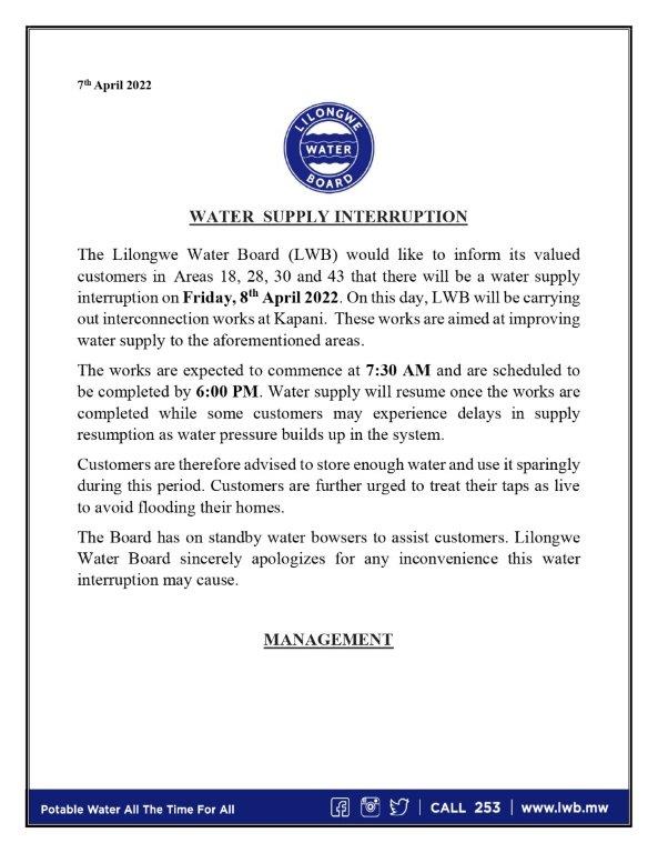 llwaterboard's tweet photo. Madzi Notice
#Call253 #PotableWaterForAll https://t.co/fDkOJg1DqS
