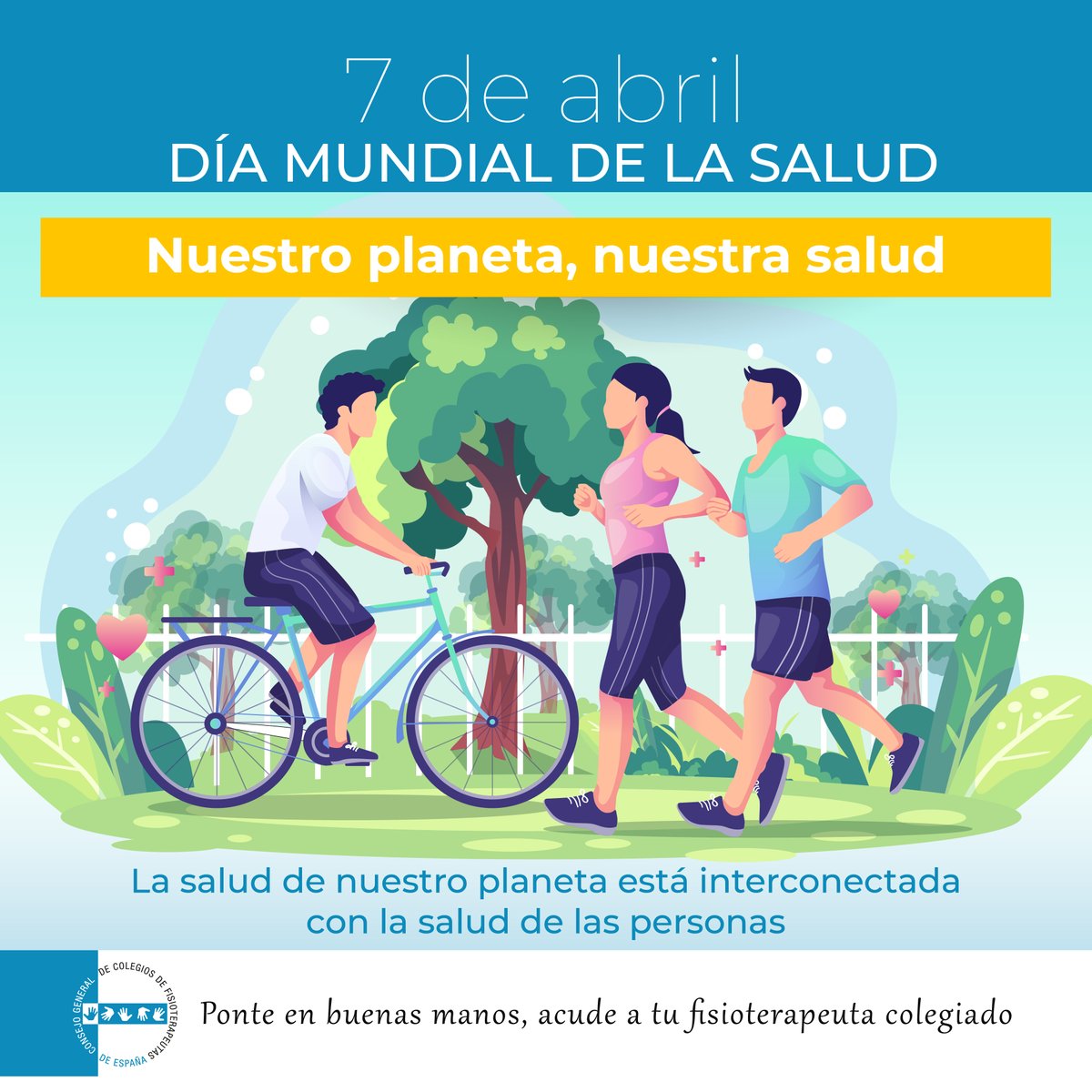 cgcfe's tweet photo. Los más de 63.000 #fisioterapeutas colegiados que trabajan en España lo hacen con un único objetivo: cuidar de la salud de la ciudadanía.
El #CGCFE se une a la celebración del #DíaMundialdelaSalud
Lee la nota completa en 👉 https://t.co/mIvO3iNioa https://t.co/rdrPIUeRkS