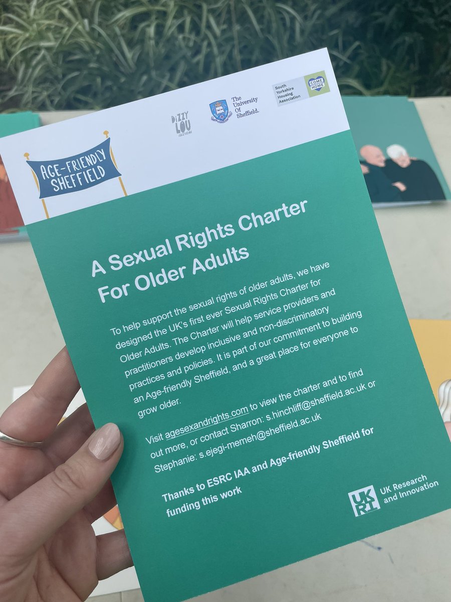 Two weeks ago today we launched the Sexual Rights Charter for Older Adults, as part of age-friendly Sheffield 
Lots of people have signed up for more info, details here if you'd like to join them
agesexandrights.com
Mini🧵👇
#SexRightsAge #AgeSexRights #AgeFriendlySheffield