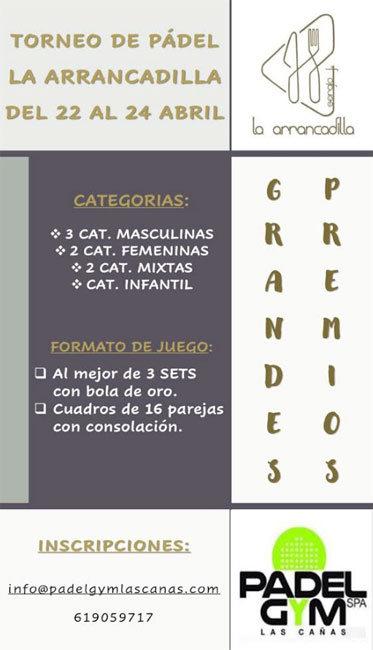 ¡Después de Semana Santa TORNEO de PADEL LA ARANCADILLA en Padel Gym Las Cañas! padelookrioja.com/index.php/torn… #padel #rioja