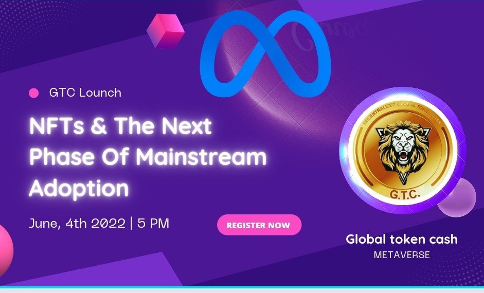 c_globaltoken's tweet photo. Global token cash will be Lounch NFT &amp; THE NEXT GENERATION/ PHASE OF METAVERSE TECHNOLOGY GAMES COMMING SOON
#CryptoNews #altcoinseason #crypto #cryptocurrency #cryptocurrencies #cryptocrash #btrlexchange #ElonMusk https://t.co/NXrCZogurC