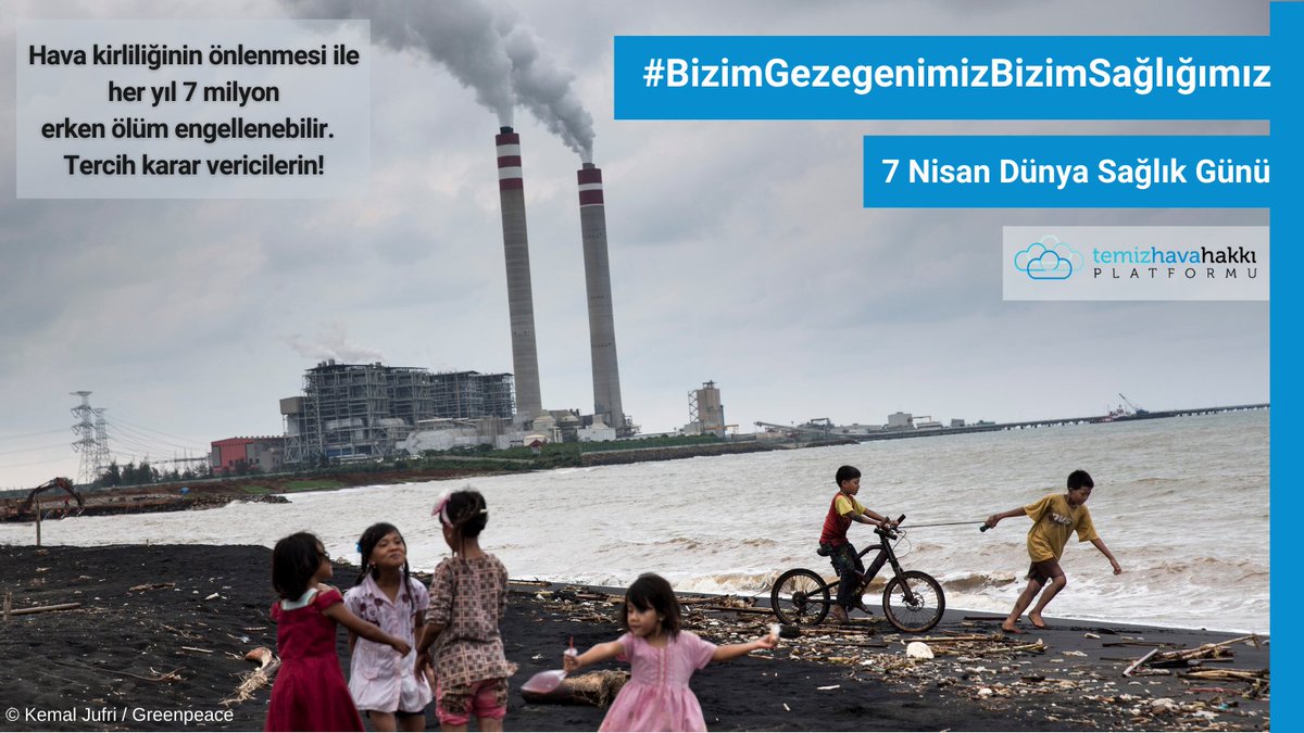 Biz insanların sağlığı gezegenimizin sağlığına sıkı sıkıya bağlı. Politik, toplumsal ve ticari kararlarımız sağlığımızı belirliyor. Fosil yakıtlar yüzünden insanların %90’ı sağlıksız hava soluyor. Fosil yakıt bir tercihtir. Acilen vazgeçin. #BizimGezegenimizBizimSağlığımız