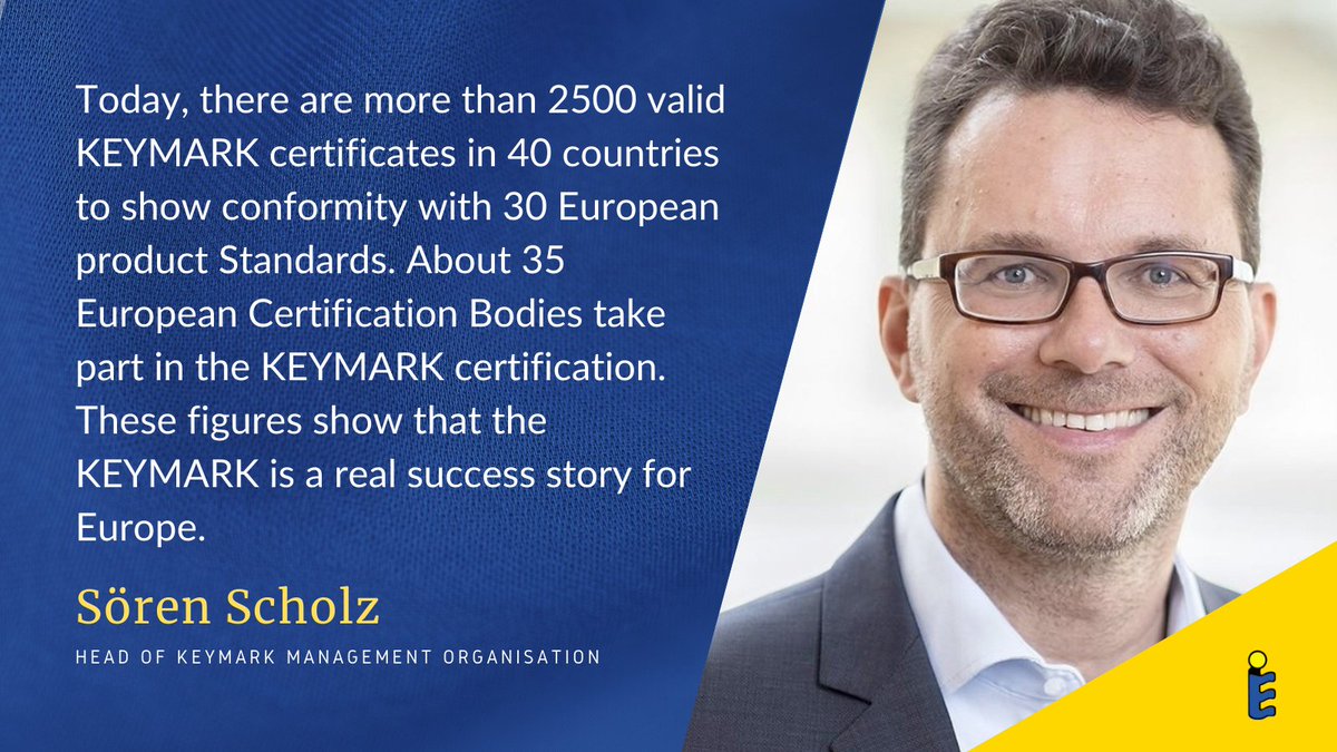 KEYMARKcert's tweet photo. Sören Scholz, Head of the KMO tells us why the #KEYMARKcertification is a real success story for #Europe.

Find out the story of the #KEYMARKfamily and the importance of #certifiedquality products here 👉 https://t.co/8NNTtfzO5G https://t.co/iUkn7XoSuf