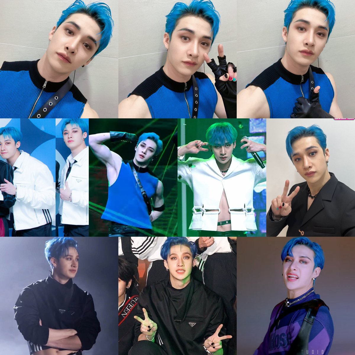 blue haired bang chan appreciation💙