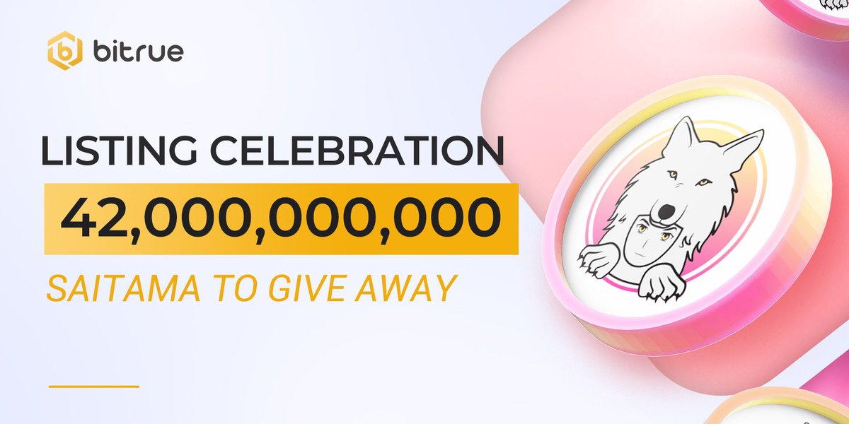 To celebrate the $SAITAMA listing on #Bitrue, we are giving away 42,000,000,000 $SAITAMA!

To enter:
✅Follow <a href="/BitrueOfficial/">Bitrue</a> &amp; @InuSaitama
✅Like, RT and Tag 3 frds
✅Submit here: bit.ly/37jeTtD 

🎁50 winners will be randomly picked 
#Giveaways #Bitrue