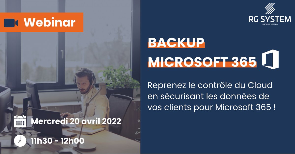 RG_System's tweet image. 📢 [WEBINAR] RG System a récemment intégré l&apos;offre Backup Microsoft 365 dans ses solutions de sauvegarde de données. 👏 Participez à notre Webinar le 20 avril 2022 avec nos experts pour en savoir plus.
Inscrivez-vous 👉 bit.ly/3KalTYi #webinar #backup #microsoft365