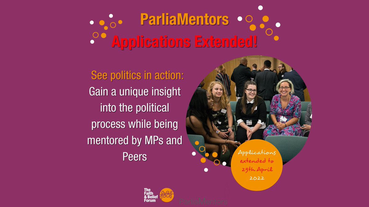 The Faith & Belief Forum (@faithbelieforum) on Twitter photo 🎓ParliaMentors Applications EXTENDED!🎓
Are you an aspiring leader? Do you want to create positive change? Then apply for our UN award-winning <a href="/ParliaMentors/">ParliaMentors</a> leadership programme today!
🎓Learn more and apply here before 25th April: faithbeliefforum.org/programme/parl… 🎓ParliaMentors Applications EXTENDED!🎓
Are you an aspiring leader? Do you want to create positive change? Then apply for our UN award-winning <a href="/ParliaMentors/">ParliaMentors</a> leadership programme today!
🎓Learn more and apply here before 25th April: faithbeliefforum.org/programme/parl…