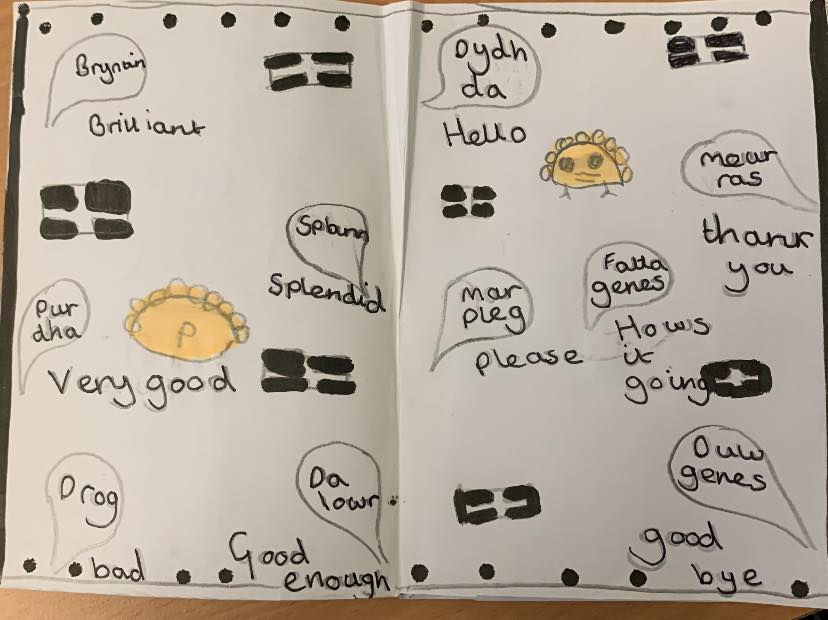 gocornish's tweet image. Ni a’n kar / We love it! Pupils from @BodriggyAcademy have been creating #Kernewek / #CornishLanguage phrase books as part of the Go Cornish for Primary Schools programme. We think they are bryntin / brilliant! #GoCornish #Cornish #LanguageLearning @CornwallCouncil @SAYKernewek