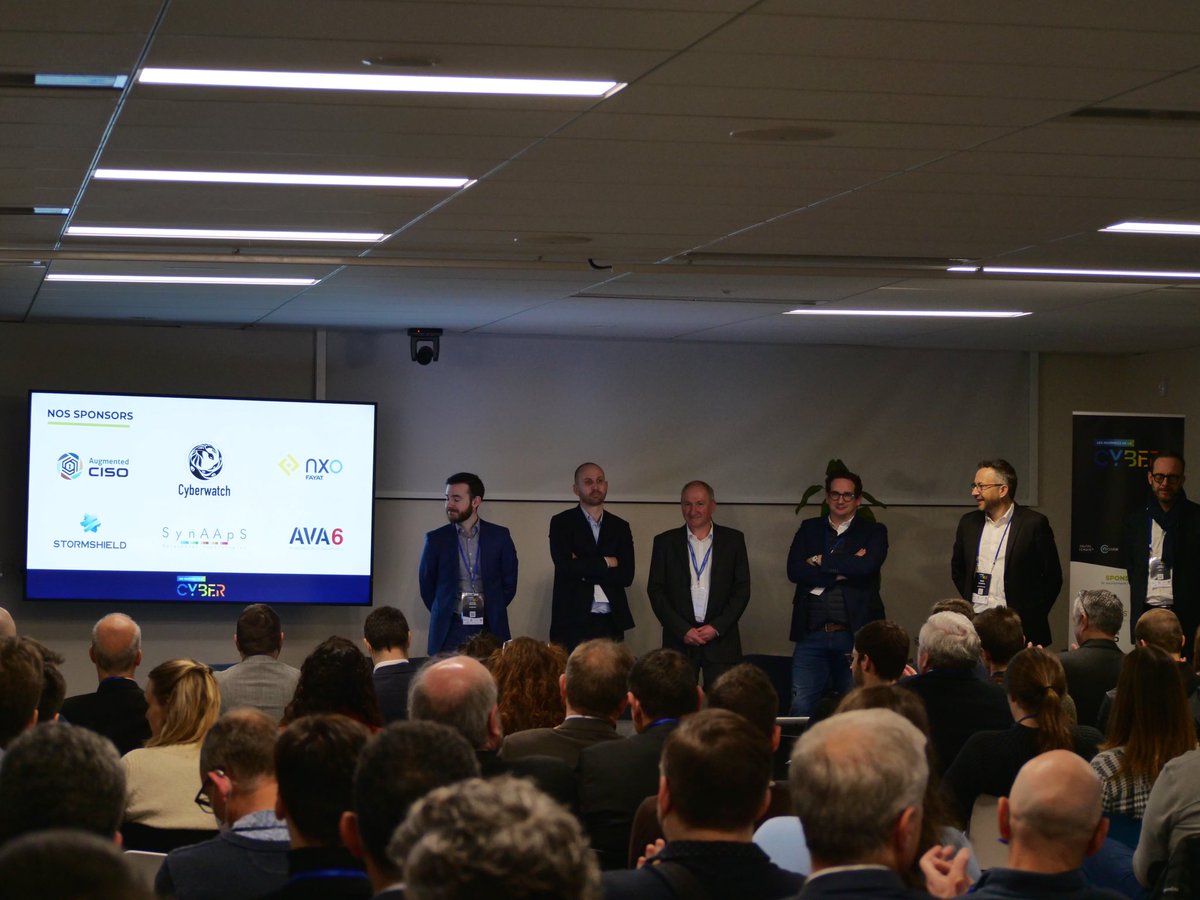 Journees_cyber's tweet photo. Nous remercions nos sponsors ! 🤩🥳
#journeescyber
@AugmentedCISO @cyberwatch @NXOFrance #ava6 @Stormshield @SynAApS https://t.co/1o38Rne37V