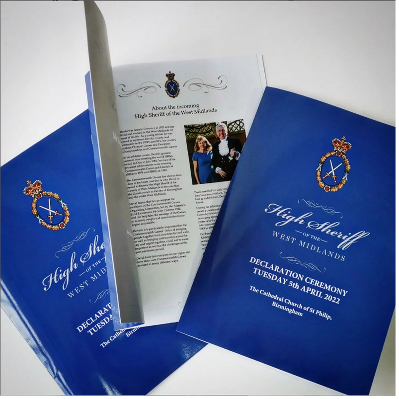 warwickprint's tweet photo. We were happy to #print a commemorative #brochure for the High Sheriff of the West Midlands. Stapled brochures are very versatile and though most of our #prints are used for #marketing purposes, there are loads of different occasions in which #stapled brochures can be enjoyed. https://t.co/kIrcgyhHMT