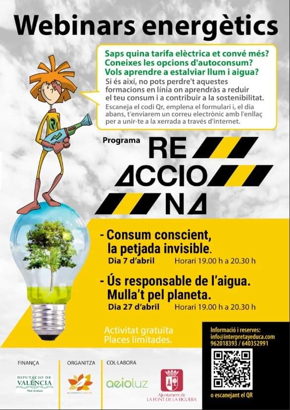 🔊 HUI A LES 19h: SEMINARI WEB SOBRE CONSUM CONSCIENT I PETJADA INVISIBLE

Saps quina tarifa elèctrica et convé més? Quines són les opcions d'autoconsum? Com estalviar llum i aigua? Ací tens l'enllaç per accedir a la Webinar ➡️ bit.ly/38s020p 🖱️

#LaFontSomSostenibilitat