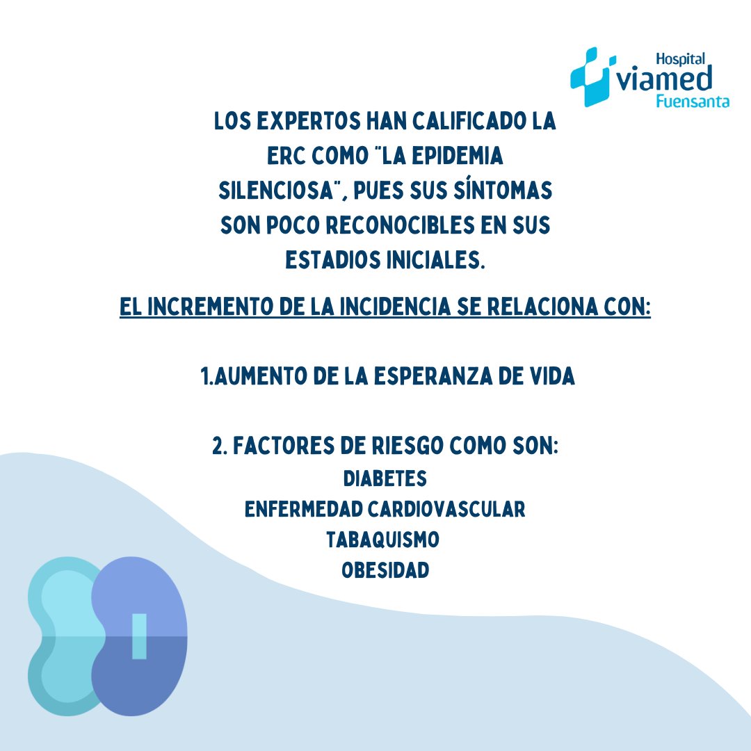 HD_ViamedFuen's tweet photo. El incremento de la ERC es silencioso pero continuado. Concienciar a la población general es vital para su detección en fases iniciales 
#ERC #dialisis #prevencion https://t.co/cVtMDD6nbG