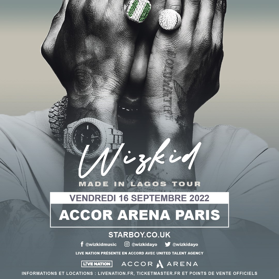 L'artiste de la nouvelle scène afrobeat Wizkid sera à l'affiche de l'Accor Arena Paris le 16 septembre 2022 🔥