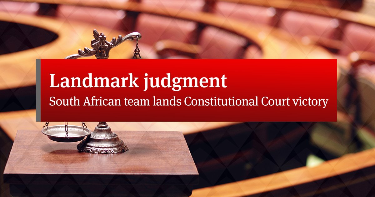 NLawGlobal's tweet photo. The South African Constitutional Court have handed down a judgment, which upholds women's rights in the fight against gender based violence. A large team from our social impact and public interest teams worked to achieve this landmark result. https://t.co/dpzpGKFHWS https://t.co/QvKP3LcnlK