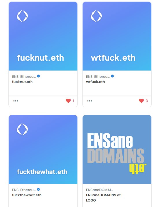 sergmi_eth's tweet photo. this could all be yours. just imagine...
"Ya, aunt, just send it to FUCK - THE - WHAT .... yep ... ok ...ready? k ... WHAT - DOT - E - T - H ... k, you got all that that?"
#ENSdomains #ENS #NFTs #domains #eth #ethereum #DOTeth #ENSaneDOMAINS https://t.co/5XzFJpBylE