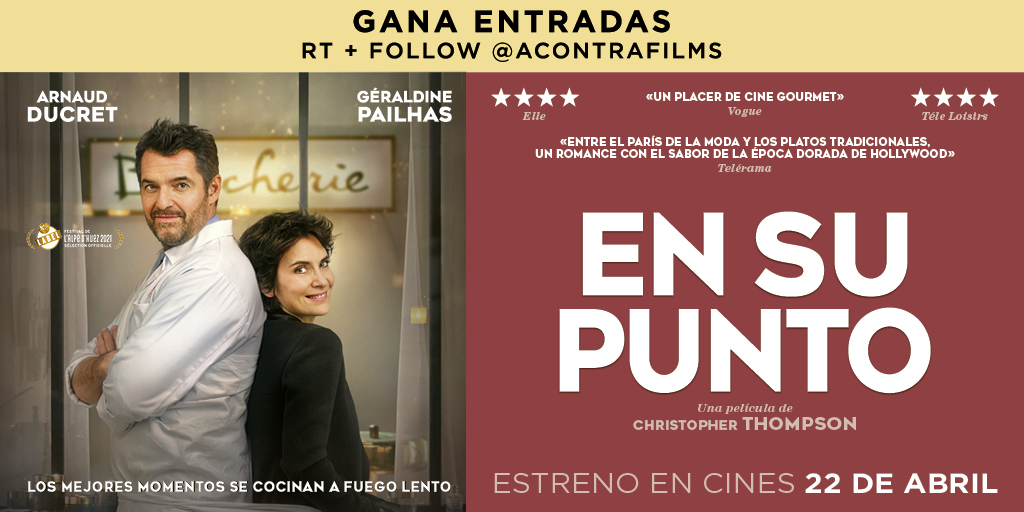 acontrafilms's tweet photo. 🔊¡Sorteamos 3 entradas dobles para #EnSuPunto!🔊

¿Quieres una? RT + seguir a @acontrafilms.  

La nueva comedia romántica protagonizada por la ganadora del César Géraldine Pailhas y Arnaud Ducret.

¡SOLO EN CINES el 22 de abril!🍿🎬

Tienes hasta el 17 de abril a las 23.59h ⏰ https://t.co/SPlKuzyGd6
