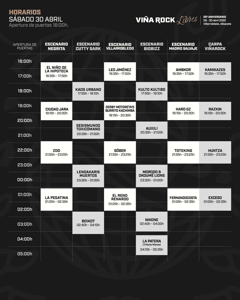VinaRockOficial's tweet image. Ya tenemos los horarios de conciertos de este año! Como no falta nada para Viña Rock vamos a hacer un SORTEO DE 2 ABONOS 🔥 Para participar:
- Sigue a @VinaRockOficial 
- Haz RT
- Comenta con #HorariosViñaRock
Puedes participar hasta el viernes 8 de abril a las 11:59h.