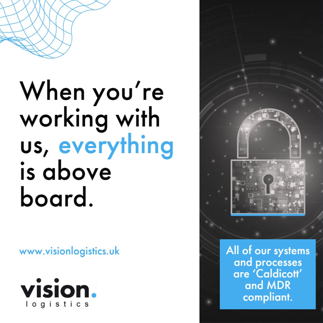 visionlogistics's tweet image. We take compliance very seriously. That's why all of our systems and processes are 'Caldicott' and MDR compliant. And to make sure that everyone is safe and sound, all of our warehouse, driving, and administration staff are enhanced DBS checked. ✔

#healthcare #logistics #vision