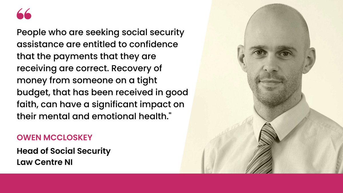 We are calling for changes to the recovery of benefit overpayments caused by official error.

It is in everyone’s interest that benefit decisions are right first time. 

Read our three recommendations that we think will help to improve the system. 

lawcentreni.org/news/law-centr…