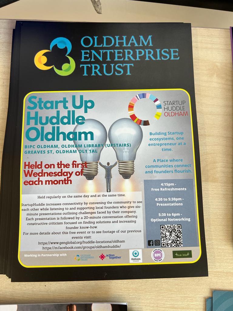 ianbakersson's tweet photo. Start Up Huddle is just fantastic #startuphuddleoldham
Start ups share their idea to the business community who offer support & advice.
4.15pm on the first Wednesday of every month at @OldhamLibraries
Last night was fantastic. #oldhamspirit
@shah_arooj @Harry1Catherall https://t.co/WbJE9TwDbg