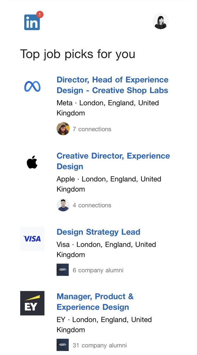 LinkedIn finally gave up recommending me junior designer roles 🤪
