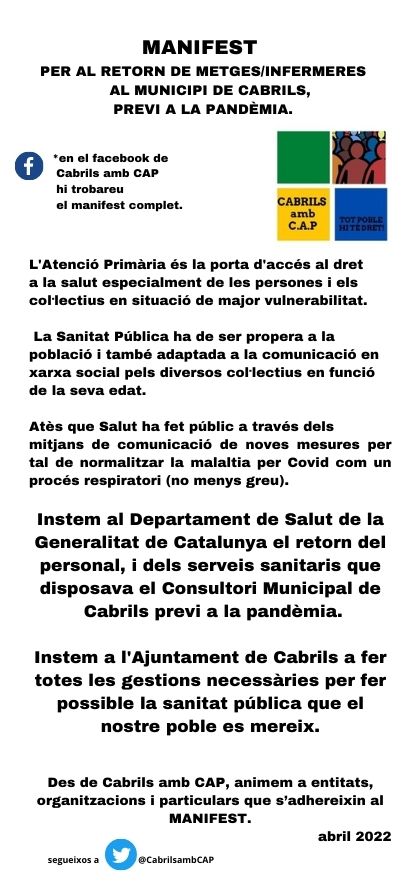 Cabrils amb CAP tweet media