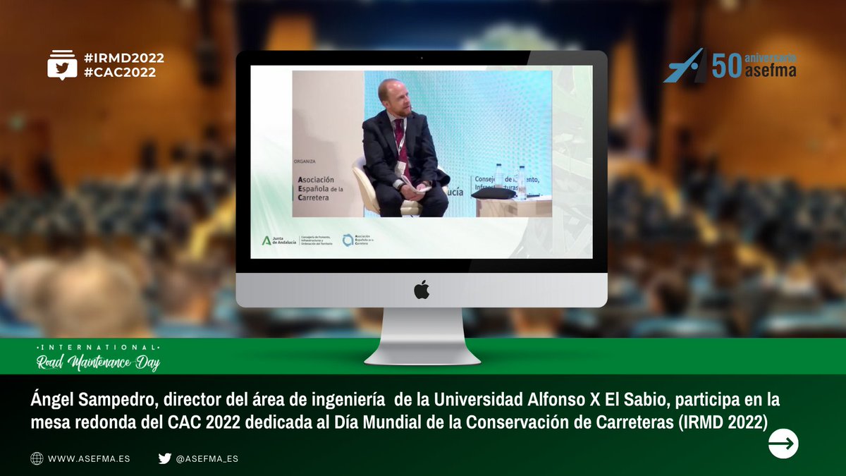 "El ahorro de emisiones asociado al tráfico con un estado adecuado de la red principal de carreteras en Europa equivale a la huella de carbono de 2,5 años del sector del asfalto considerando su ciclo de vida completo" explica <a href="/angelsampi/">Ángel Sampedro</a> de <a href="/uaxuniversidad/">UAX</a> en #CAC2022 #IRMD2022