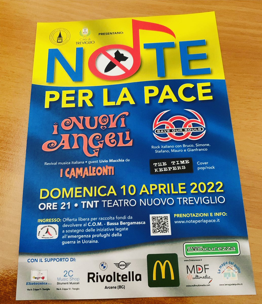 #noteperlapace domenica 10 aprile ore 21 al Teatro Nuovo Treviglio info e prenotazioni sul sito noteperlapace.it #musica #guerrano #GuerraRusiaUcrania