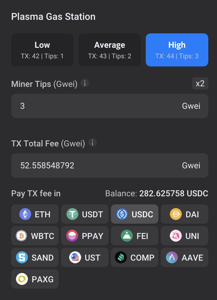 0xPlasma's tweet photo. @VitalikButerin, Don't have #ETH on your wallet in @ethereum network? 
Make a swap on #HyperDEX and pay TX fees in:
@tether @circlepay @MakerDAO @WrappedBTC @feiprotocol @Uniswap @TheSandboxGame @terra_money @compoundfinance @AaveAave @PaxosGlobal 

#PlasmaGasStation #PGS https://t.co/hm0LZJ6GdS