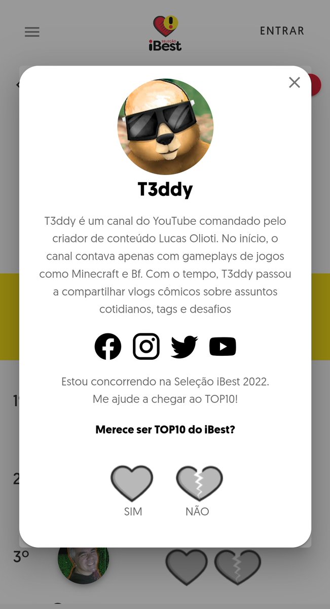 loh__Z's tweet photo. ⚠️ O T3ddy tá concorrendo em 3 categorias no prêmio iBest, e elas são: 
-Conteúdo de games;
-Youtuber do ano;
-Creator do ano.
Esse é o link: https://t.co/wGpaUEg67j e basta clicar no coração várias vezes para votar o tanto vezes que quiser.
VOTEM MUITO, ESSE PRÊMIO JÁ É DO LUCAS https://t.co/DPAYSKWNNo