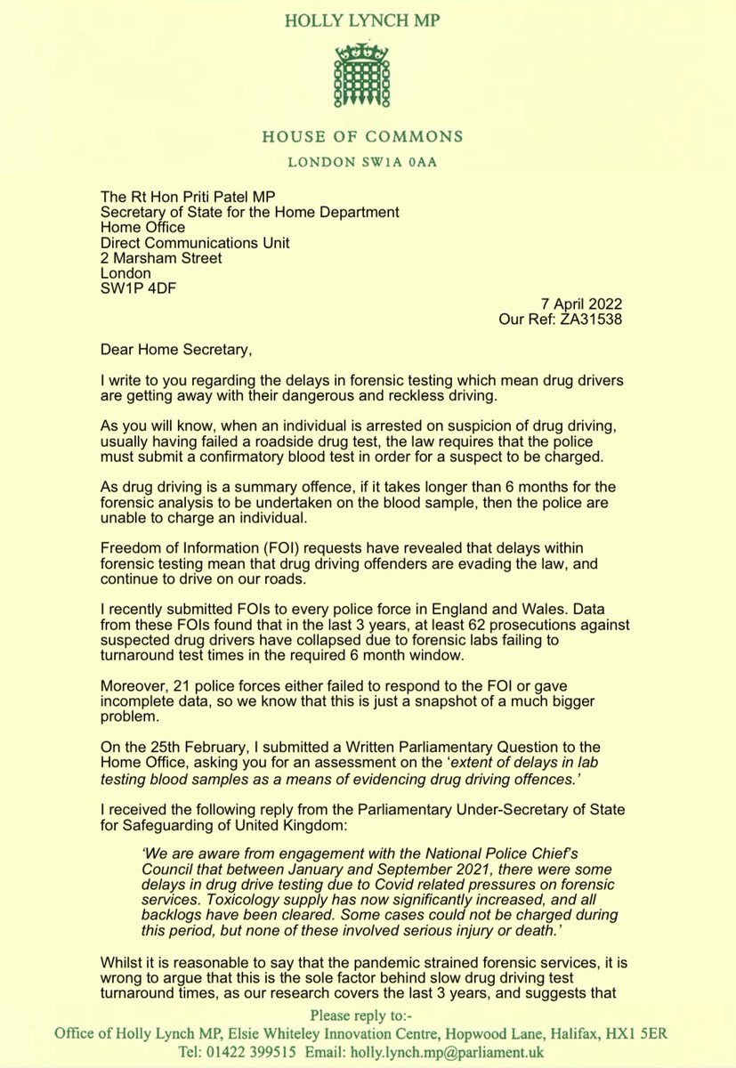 HollyLynch5's tweet photo. We know that 62 prosecutions against #DrugDrivers collapsing is just the tip of the iceberg. I ask the Home Sec what is she doing to fix the broken system which allows reckless and dangerous road users to get away with it and remain on our roads: https://t.co/MOxIpkAhpw