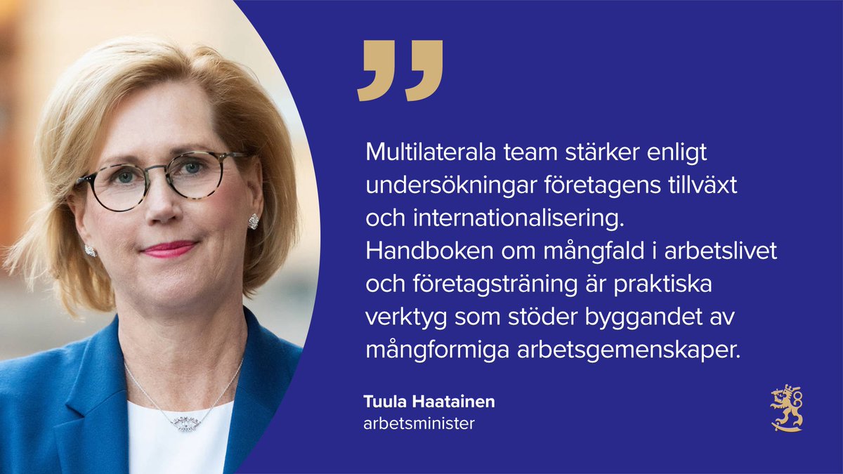 Ett för alla öppet, icke-diskriminerande arbetsliv är i allas intresse.

🔸Handboken för mångfald i arbetslivet och 
🔸IMAGO-träningstjänsten för företag bjuder råd om hur mångformiga arbetsplatser leds.

#likabehandling #sysselsättning

👇Mer: 
tem.fi/sv/-/en-handbo…
