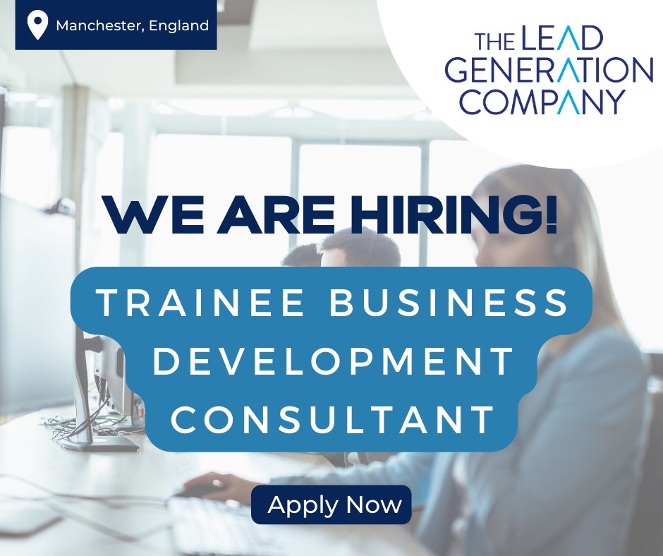 📢Are you looking for a change in your career?

We are looking for motivated individuals to train with us as Trainee Business Development Consultants to join our growing team in Manchester. 

Apply via the link below. 
Good luck! 

ow.ly/VfrZ50IzAs9