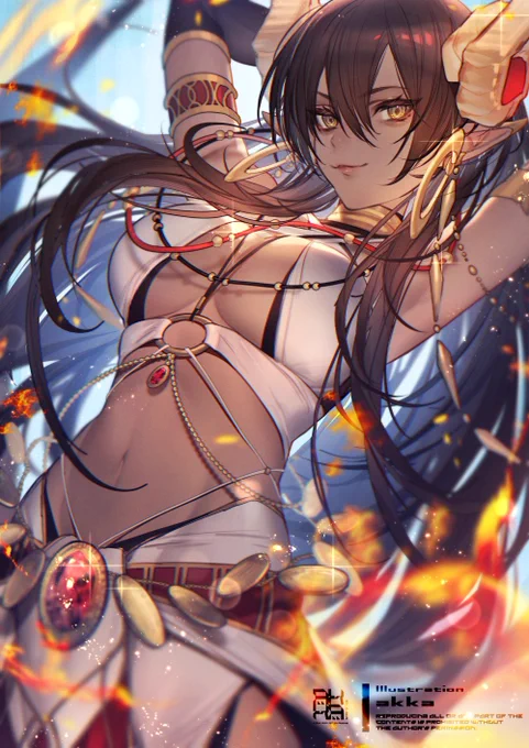 【お仕事】
この度、不機嫌な小閻魔王様Relive(@YamaReJP )のキャラクター貪欲なモーロを描かせていただきました!
褐色でとってもセクシーなキャラで描くのが楽しかったです♥️

#フキエマ #不機嫌な小閻魔王 