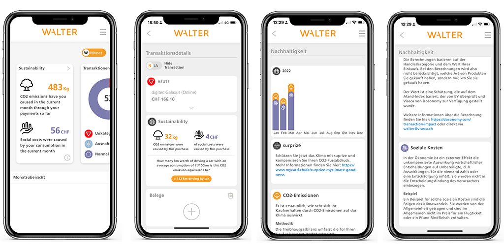 Doconomy und Viseca sind eine Zusammenarbeit zur Messung des CO2-Fußabdrucks im Rahmen der Innovations-App "Walter Finance" mithilfe des Åland-Index eingegangen. Ziel ist es, Kunden zu klimafreundlicheren Entscheidungen zu verhelfen: bit.ly/doconomy #co2fussabdruck