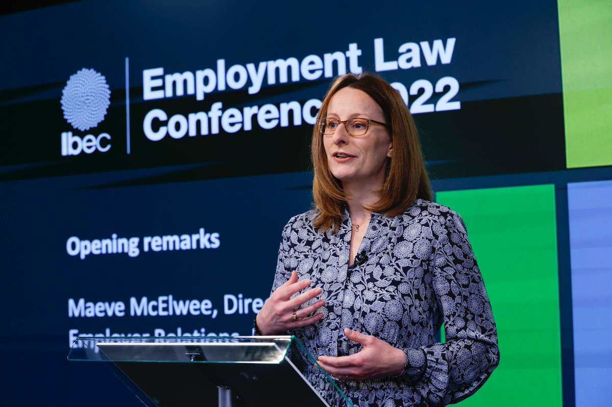 ibec_irl's tweet photo. Event MC @cooper_m introduces Ibec's Director of Employer Relations, @e_maeve, who welcomes delegates and provides insights on the new and upcoming legislation and the challenges that lay ahead for business in the weeks and months ahead #IbecLaw https://t.co/QzO7cwj3fL