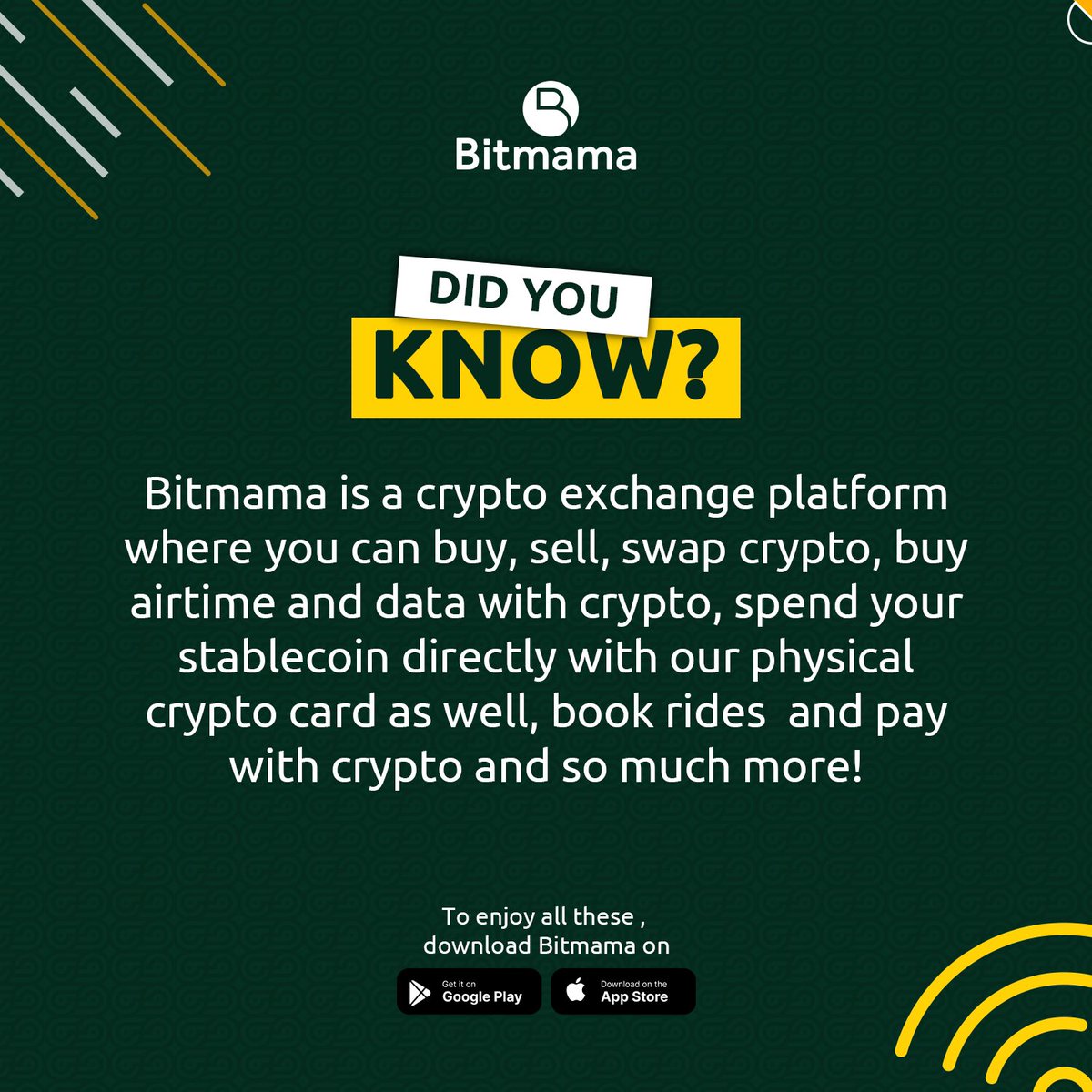 bitmamaexchange's tweet photo. At Bitmama, crypto isn't just for buying and selling. We take crypto beyond the confines of just trading into so much more.
Crypto is a part of our lifestyle ๐
#CryptoBeyondTrading https://t.co/SinLTRdHfB
