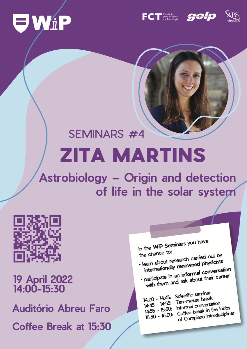 IstWip's tweet photo. The Women in Physics Student Club has the honor to host our first in-person seminar, at @istecnico with Prof. @ZitaMartins.
Find out more information about this event on our website [https://t.co/g9UKyHplKJ]

Don't forget to register here👇: 
https://t.co/yRqYgYMe9i https://t.co/W5UwnphT5p