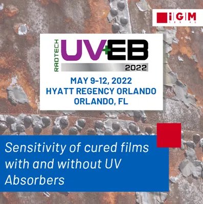 igmresins's tweet image. RadTech North America open its doors from May 9-12, 2022 in Orlando, Florida .
Listen to our conference &quot;Urethane Acrylate Oligomers: Sensitivity of cured films to UV Light and Moisture with and without UV Absorbers&quot; on May 11th
#radtech2022 #UrethaneAcrylate #UVCuring