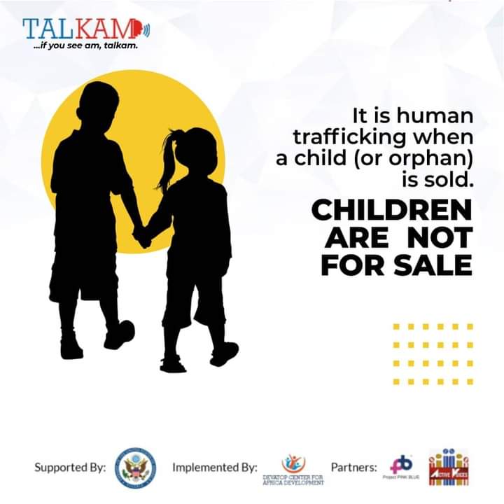 talkamm's tweet photo. It is human trafficking when a child or orphan is sold. CHILDREN ARE NOT FOR SALE!
Report human trafficking on TALKAM App (https://t.co/T4eVrU1yk4)
#Talkam is supported by @usinnigeria
#Stophumantraffic #OrangeTheWorld #helpvictims #childcare Nigeria EFCC DSS https://t.co/ZeBQWGF1Sd