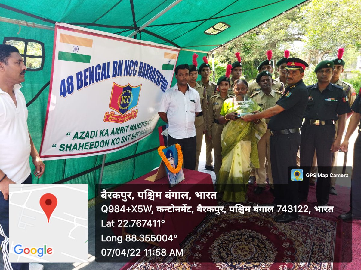 nccwbskm's tweet photo. #ShaheedonKoShat Shat Naman 
A felicitation ceremony was org by 48 Bengal Bn NCC under the aegis of Kalyani Group at Barrackpore  Cantonment where 04 NoKs of brave heart from District 24 Parganas were presented with the mementos.@HQ_DG_NCC https://t.co/NkT8ulFqlP