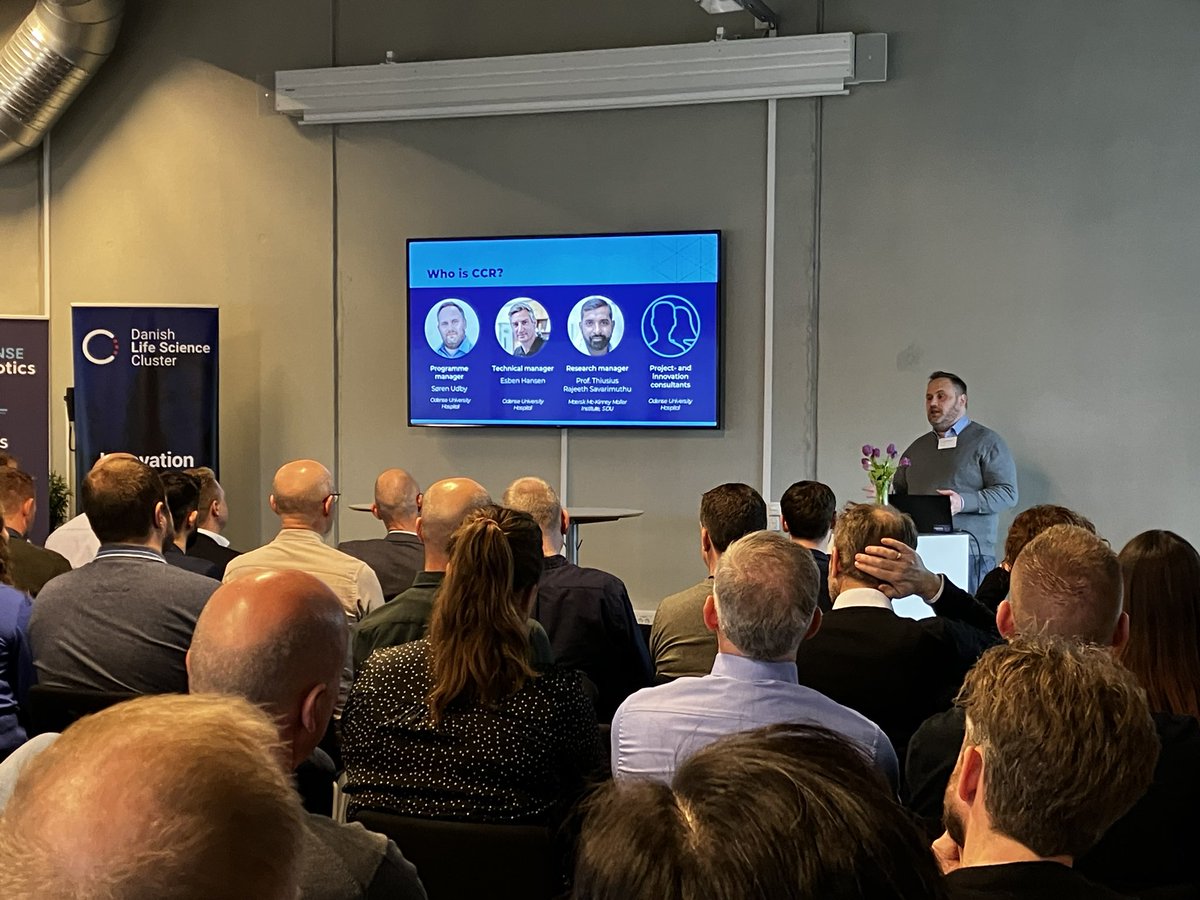 _Nordby_'s tweet photo. SΓΈren Udby presents Centre for Clinical Robotics which is a great opportunity for private and public partners to collaborate - including in international projects πͺπΊ
#Drones #Automation #HospitalRobotics π€
at Hospital Automation Summit 2022, Odense π©π° https://t.co/XiYel1zZZb