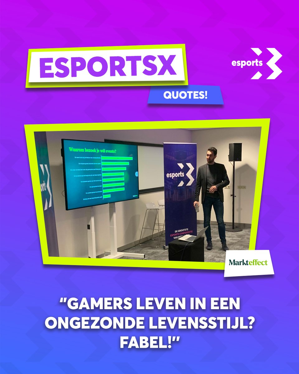 🗣️ Bas de Vries (<a href="/Markteffect/">Markteffect</a>): "Gamers leven een ongezonde levensstijl? Fabel! Bijna de helft (47%) vind het (heel) belangrijk dat de voordelen van gamen steeds vaker en beter aan het licht komen."

#EsportsX