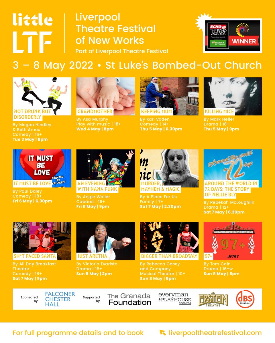 LpoolTFestival's tweet photo. NEWS: The programme is announced and tickets are on sale at 12pm for Little LTF - Liverpool Theatre Festival Of New Works at St Luke's Bombed Out Church next month. https://t.co/LaF41GnkQo