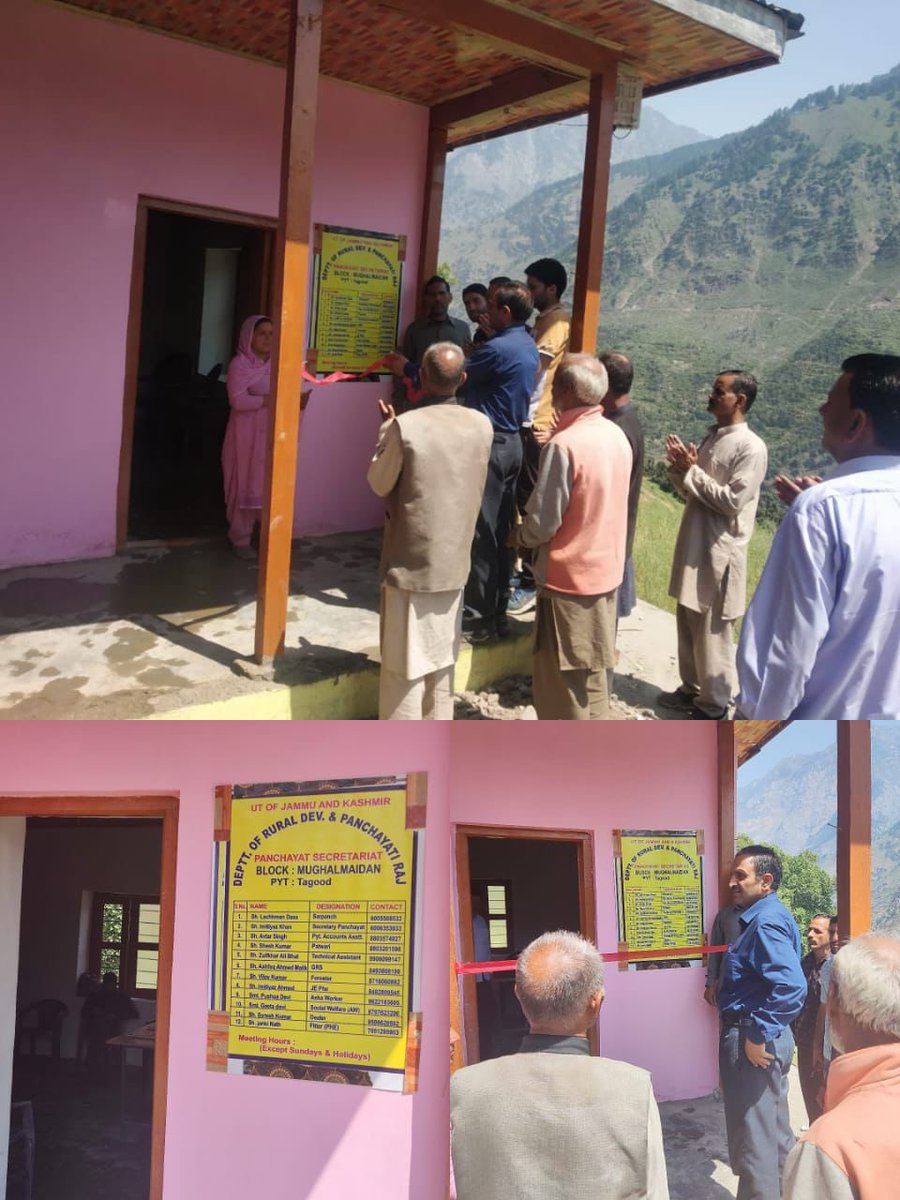 dckishtwar's tweet photo. Panchayat Secretariat established in Pyt Tagood Block MughalMaidan inaugurated by Sarpanch in presence of secretary Pyt,Panches and local residents. @diprjk @DKishtwar @OfficeOfLGJandK https://t.co/TFywIhHC5P