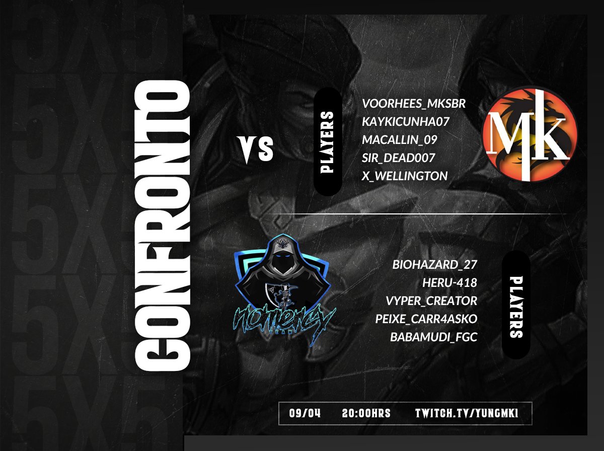 NoMercyMK's tweet photo. Salve moças e rapazes, tudo de boas? 
Olha o que pintou aqui pra nós 🫣
Neste sábado dia 09 às 20hrs a NM enfrentará mais uma grande equipe, a galera do @brasil_mk 
Esse sal vai subir a pressão da sua tela. 
@Necromante_Lili estará lá, junto com sua equipe de feras! 
Booora 💙 https://t.co/h7i0DHcPbv