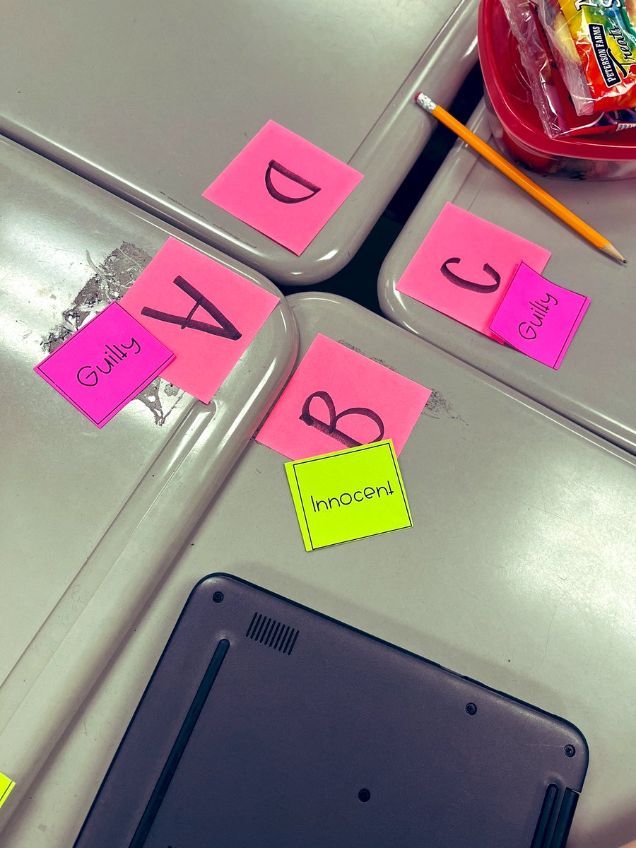 MrsKatieHaydin's tweet image. Today, students defended their answers  by proving if their answer was innocent or guilty!  @kdunlevy02 @NorthwestELA #makeacase #lead4ward