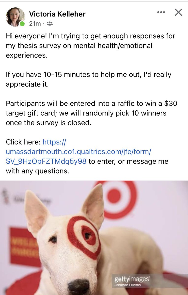 MBrowning_20's tweet photo. Please help my classmate Victoria get enough participants for her masters thesis! Please take her survey and share or retweet! Information is on the screenshotted message and the survey link: https://t.co/mXOnylV6sg
@PsychinOut #psychtwitter #gradstudenttwitter #psychsurvey https://t.co/PxCO9uBXXe